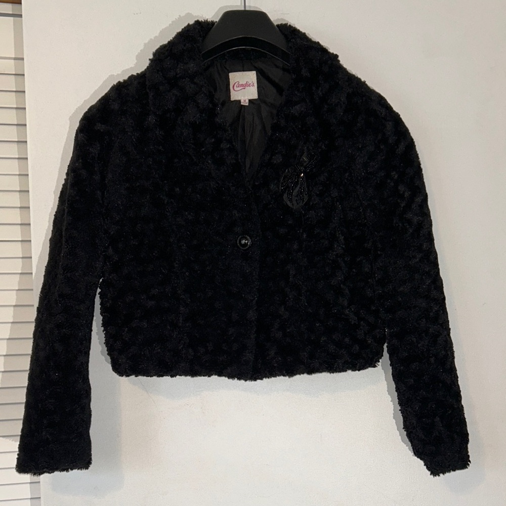 Candie's Black Teddy Jacket Juniors‎ size M HOCO, Prom, Parade, event